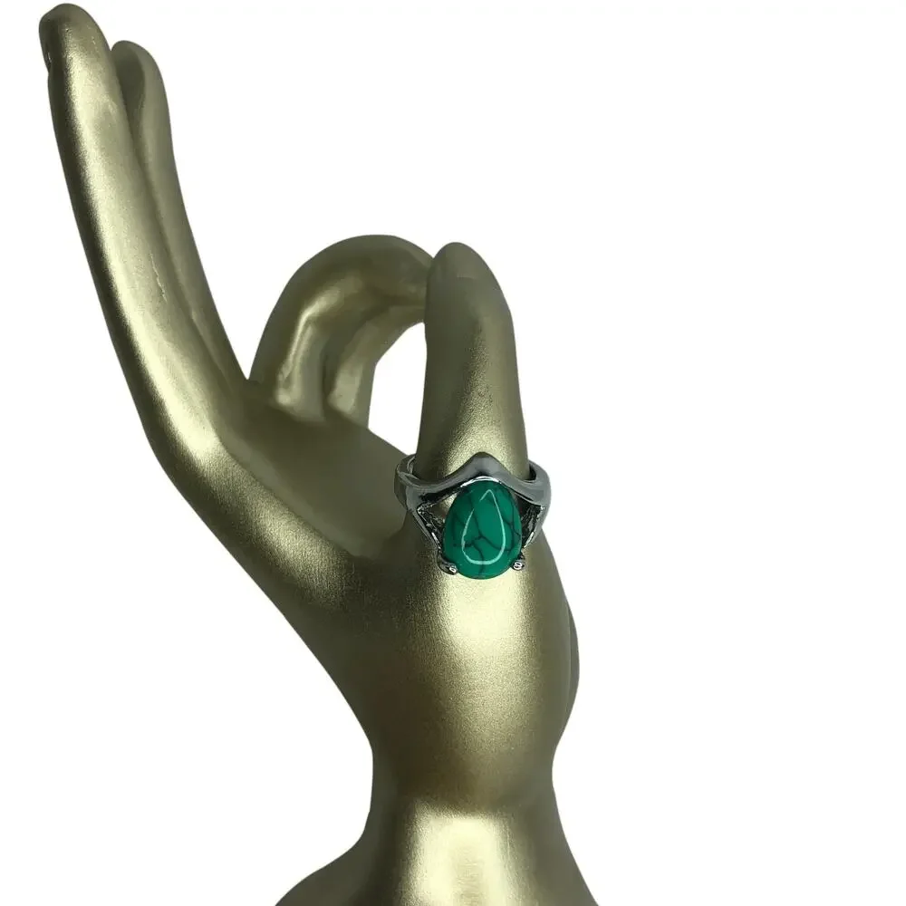 Turquoise Covered Teardrop Ring - Size 6.5